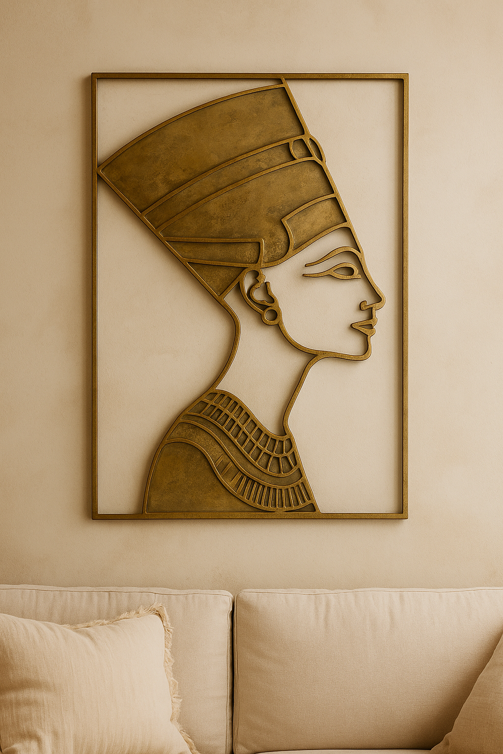 Nefertiti , Brass Metal Wall Art