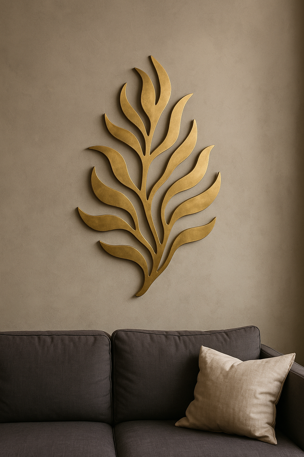 Feather Of Fire , Brass Metal Wall Art